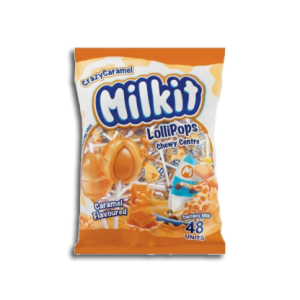 MILKIT LOLLIE POPS CARAMEL 48S